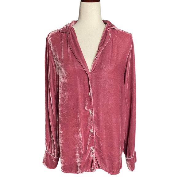 Velvet Graham Spencer Viscose Silk Long Sleeve Button Down L Pink Soft Cozy - Picture 1 of 13
